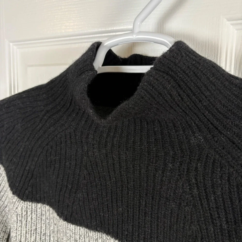 Banana Republic Men's Chunky Knit Sweater Lg Black Gray Wool Blend Fisherman